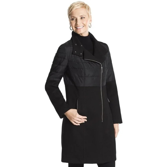 BCBGeneration Jackets & Blazers - BCBGeneration Quilted Textured Long Asymmetric Zipper Jacket